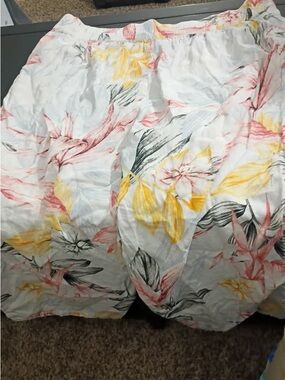 C.C White Skater Shorts with Yellow & Pink Floral Print